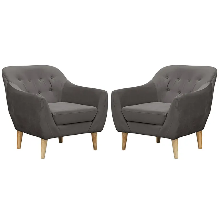 Set 2 Poltronas 1 cuerpo Norway 87x90x85 cm Gris Oscuro