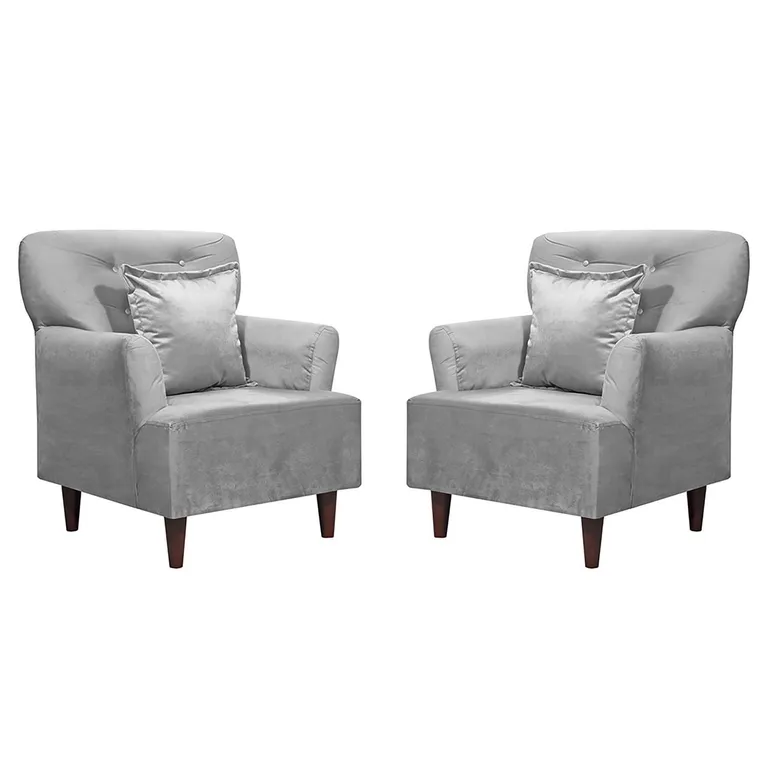 Set 2 Poltronas 1 cuerpo York 75x92x55 cm Gris