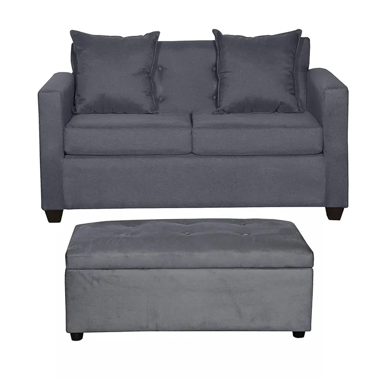 Sofá + Banqueta 2 cuerpos Banqueta 130x70x83 cm Gris