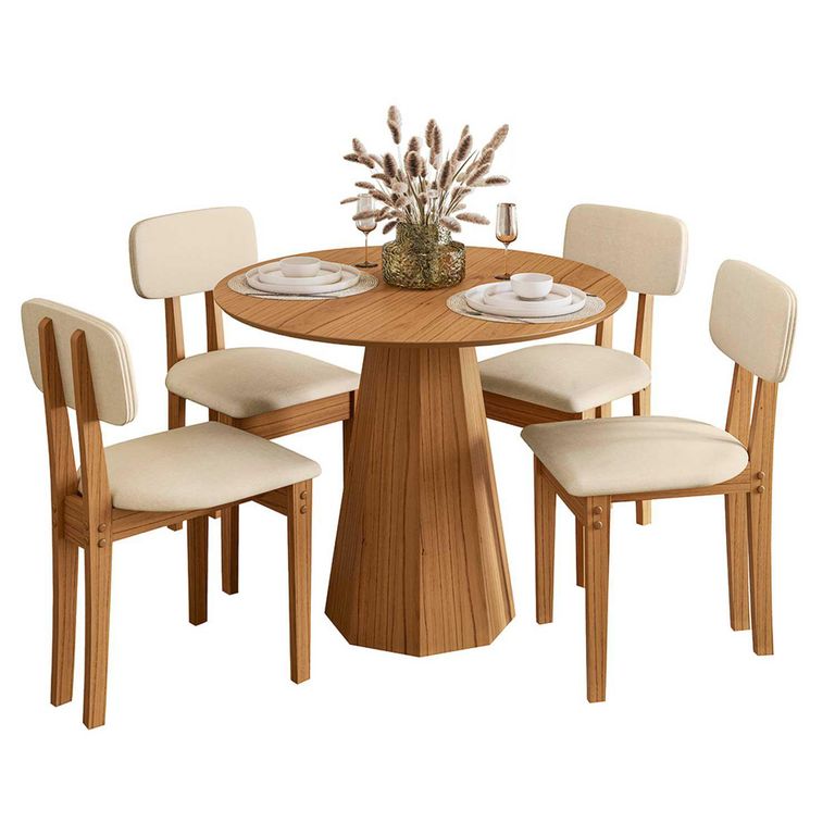 Juego de Comedor Isis 4 Sillas Mesa Redonda 80x80x100 cm Café