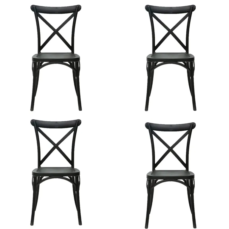 Silla de Comedor Crossback Retro Negro 90x43x43 cm