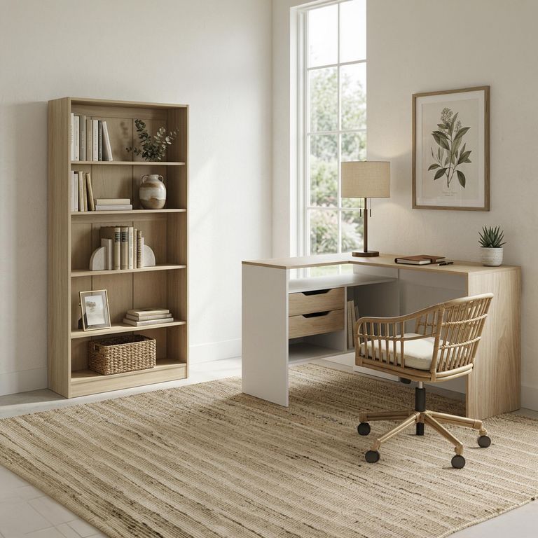 Combo Escritorio + Librero Milan Olmo/Blanco