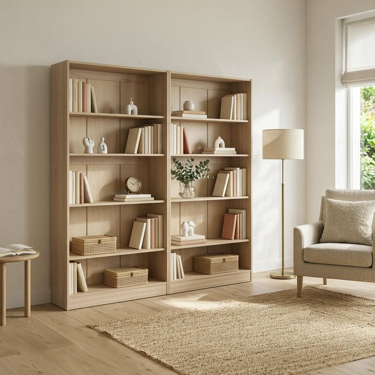Combo 2 Libreros Melamina 4 Nivel(es) 80x180x25 cm Olmo alpino