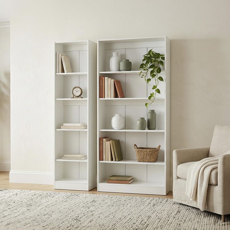 Combo 2 Libreros Melamina 4 Nivel(es) 80x180x25 cm Blanco