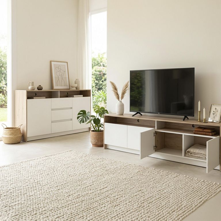 Combo Buffet + Rack Colbun Olmo/Blanco