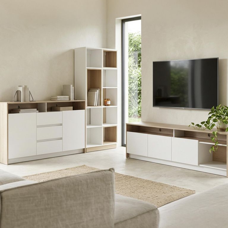 Combo Buffet + Rack Combo Olmo/Blanco
