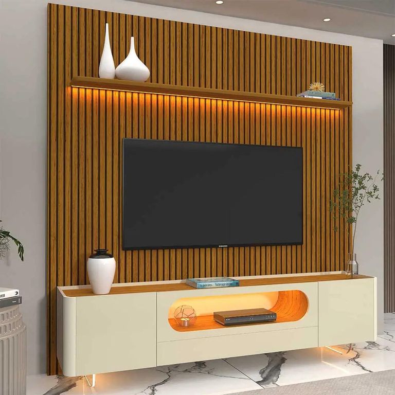 Rack + Panel TV 85 " Nobre Café/Off White
