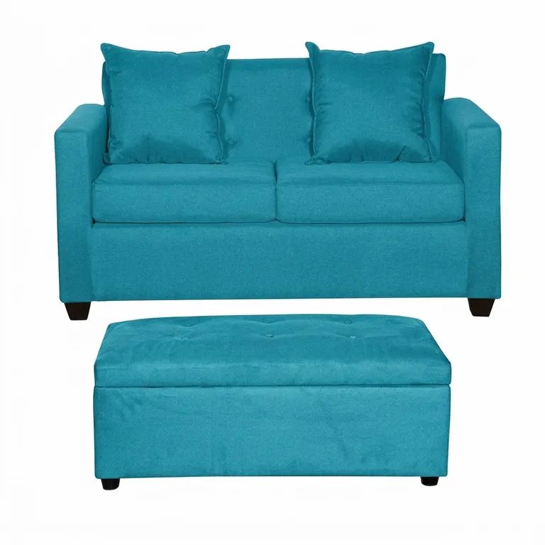 Sofá + Banqueta 2 cuerpos 130x83x70 cm Turquesa