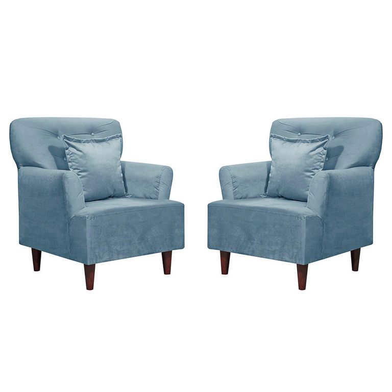 Set 2 Poltronas 1 cuerpo York 75x92x55 cm Petróleo