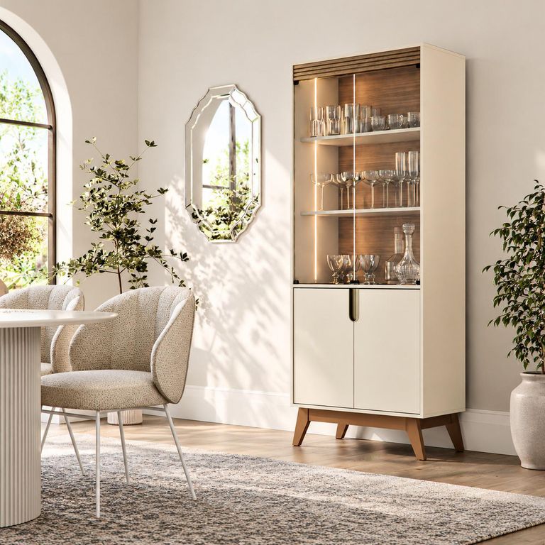 Vitrina 4 puertas 70x180x38 cm Paraty Blanco