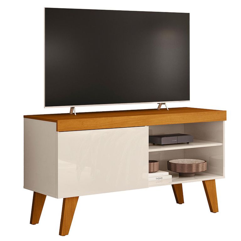 Rack TV 43 " Doca Blanco Crema/Café Claro 108x58x35 cm