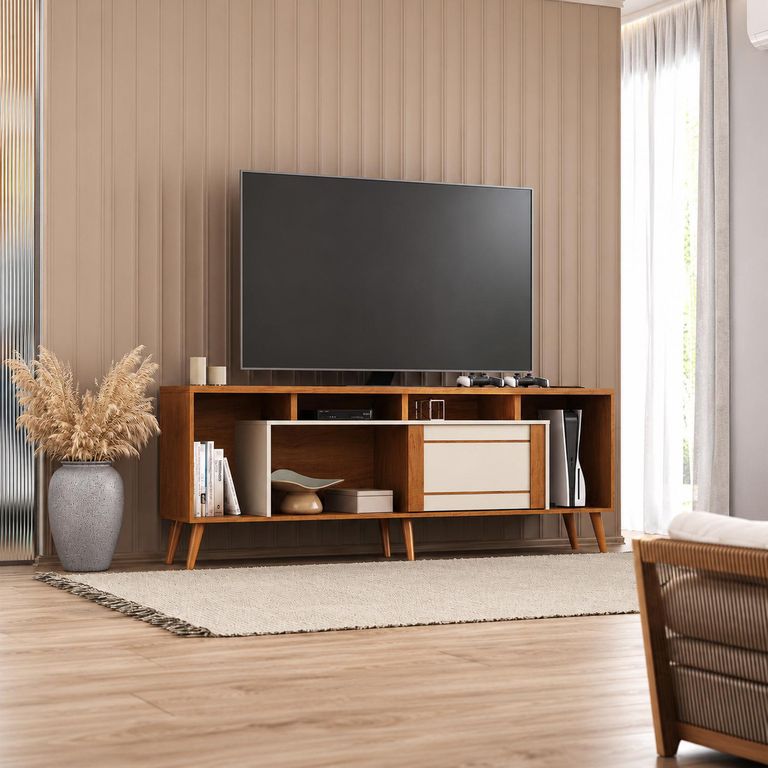 Rack TV 75 " Roma Roble/Beige 180x65x34 cm