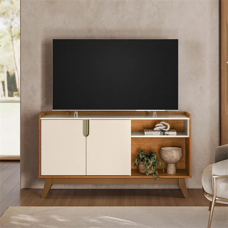 Rack TV 55 " Vitória Canela/Blanco 135x73.5x36.2 cm