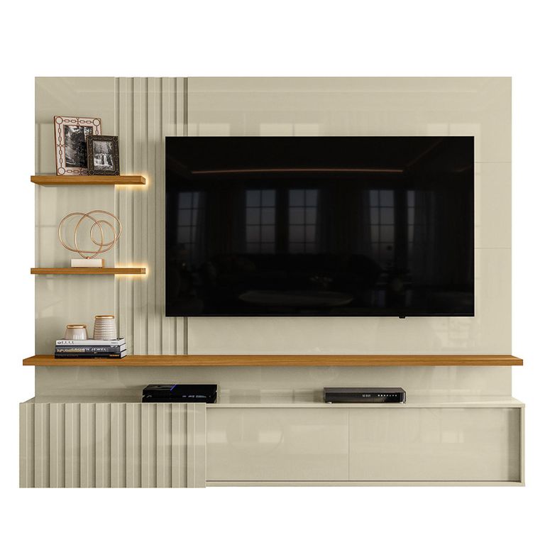Panel TV 65 " Atena Opa Blanco Perla/Café Claro 200x167.5x35 cm