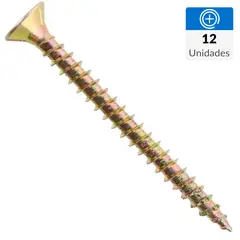 FIXSER - Tornillo Tirafondo Cabeza Phillips Madera 2 " 9 mm 12 Unidades