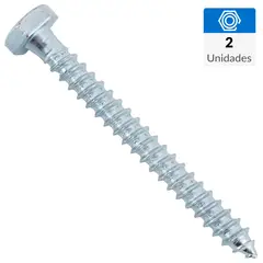 FIXSER - Tornillo Tirafondo Cabeza Hexagonal Madera 2-1/2 " 1/4 " 2 Unidades