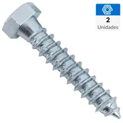 FIXSER - Tornillo Tirafondo Cabeza Hexagonal Madera 2 " 3/8 " 2 Unidades