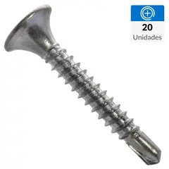 FIXSER - Tornillo Autoperforante Cabeza Phillips Yeso-Cartón 1 " 6 mm 20 Unidades