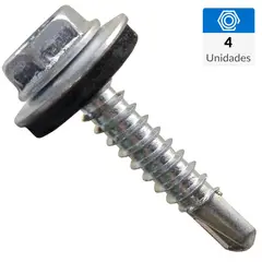 FIXSER - Tornillo Autoperforante Cabeza Hexagonal Metal 1 " 12 mm 4 Unidades