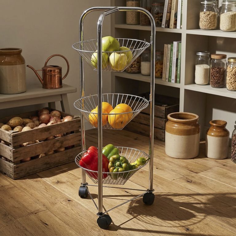 Organizador de frutas metal 3 canastos Cromado