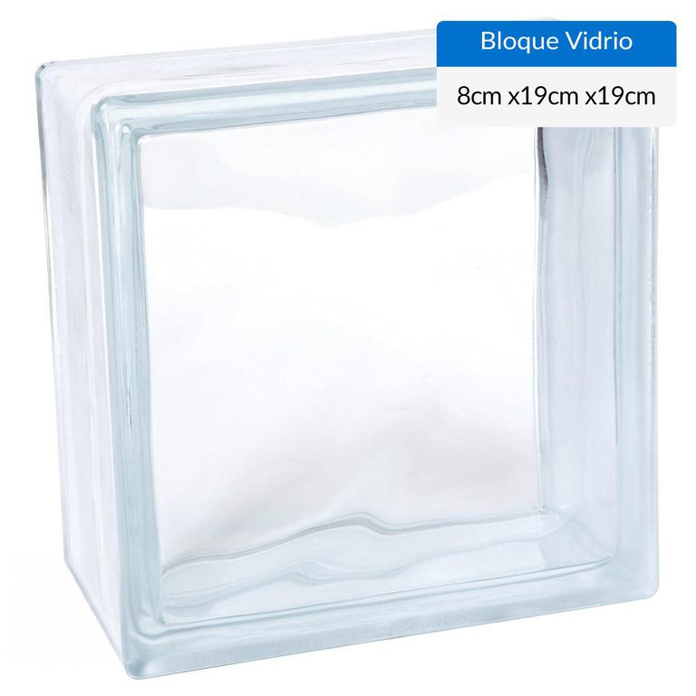 Bloque Vidrio Transparente 19x19x8 cm Olas