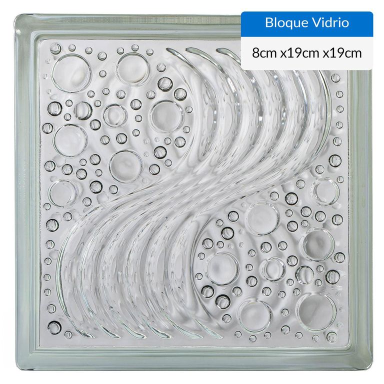 Bloque Vidiro Transparente 19x19x8 cm Ola Mar