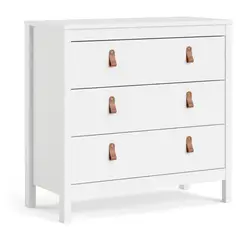 TVILUM - Cómoda 3 Cajón 82,1x79,7x38,4 cm Blanco