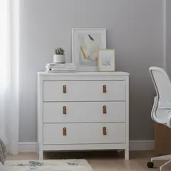 TVILUM - Cómoda 3 Cajón 82,1x79,7x38,4 cm Blanco