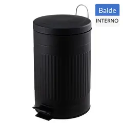 JUST HOME COLLECTION - Basurero Relieve 12 Litros Metal Negro
