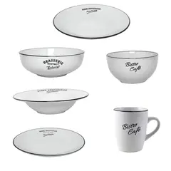 undefined - Combo Juego de Loza 21 piezas Vajilla Bistro Blanco 4 personas + Ensaladera