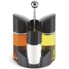 JUST HOME COLLECTION - Set de Aceitera Vinagrera Salero Con Rack 5 Piezas