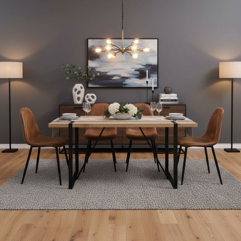 Juego de Comedor Vexa 4 Sillas Mesa Rectangular 80x76x140 cm Café