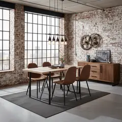 JUST HOME COLLECTION - Juego de Comedor Vexa 4 Sillas Mesa Rectangular 80x76x140 cm Café