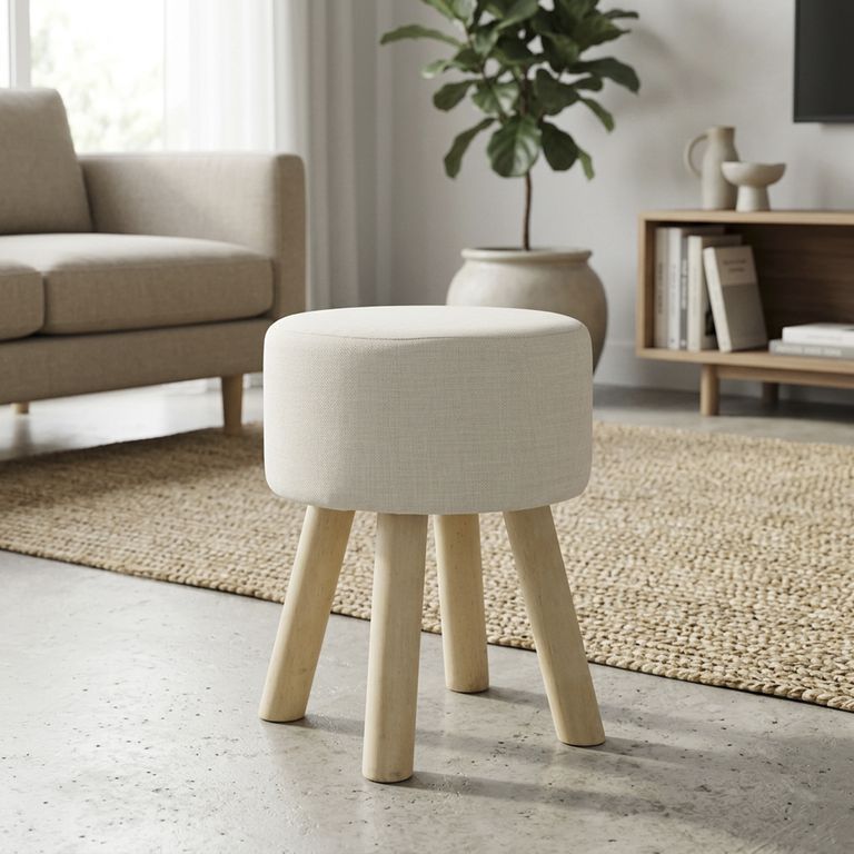 Puff redondo beige Beige