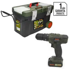 BAUKER - Taladro Inalámbrico Percutor 10 mm 12 V/1 Batería/Carro