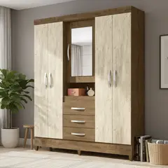 MOVAL - Clóset 5 Puerta(s) 4 Cajón(es) 6 Repisa(s) 165x204x47 cm Café