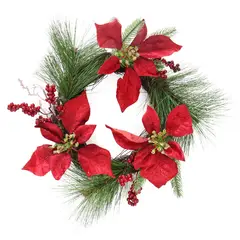 DEAR SANTA - Corona poinsettia berry 37 cm