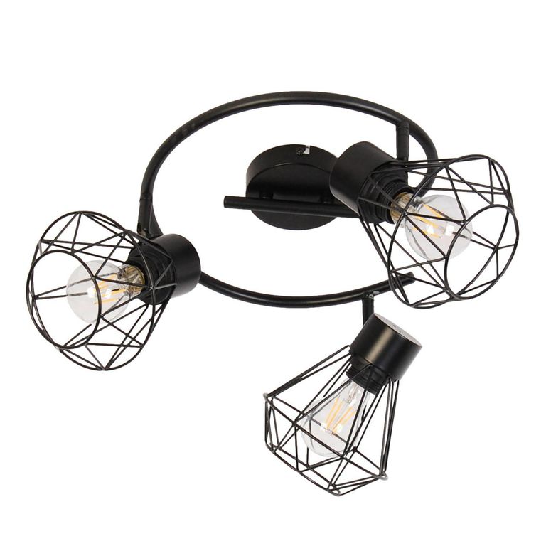 Barra 3 Luces Metal Negro