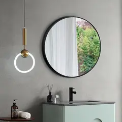 SENSI DACQUA - Espejo de Baño Redondo 80 cm Negro Mate