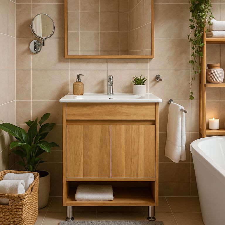 Mueble Baño con Lavamanos Roble claro 61x85x46.5 cm