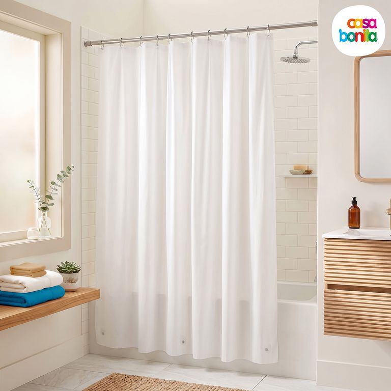 Forro Cortina Baño Blanco 140x200cm con Iman