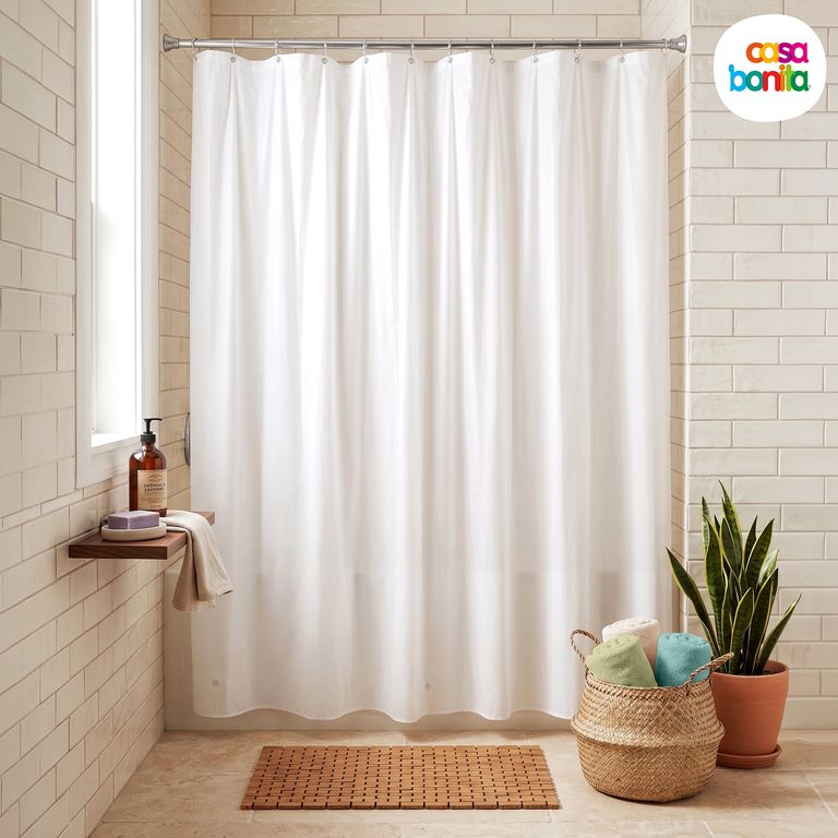 Forro Cortina Baño Blanco 178x180cm con Iman