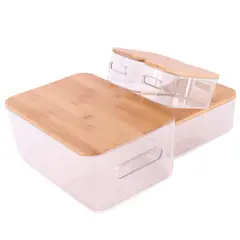 JUST HOME COLLECTION - Set 4 Cajas 29.5x12x19.5 cm 5.5 l Transparente