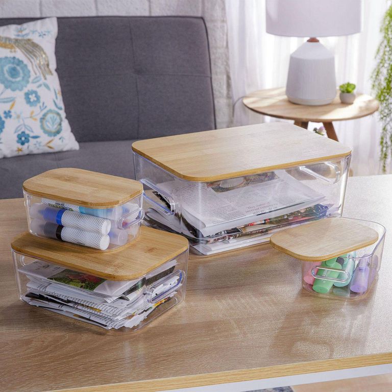 Set 4 Cajas 29.5x12x19.5 cm 5.5 l Transparente