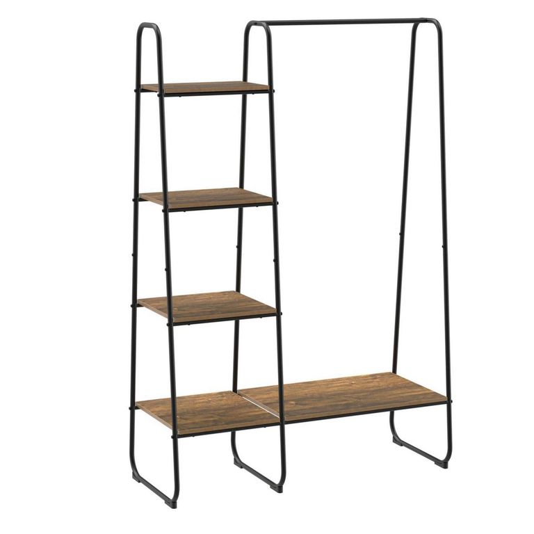 Organizador de Ropa 4 Niveles Madera Negro/Café