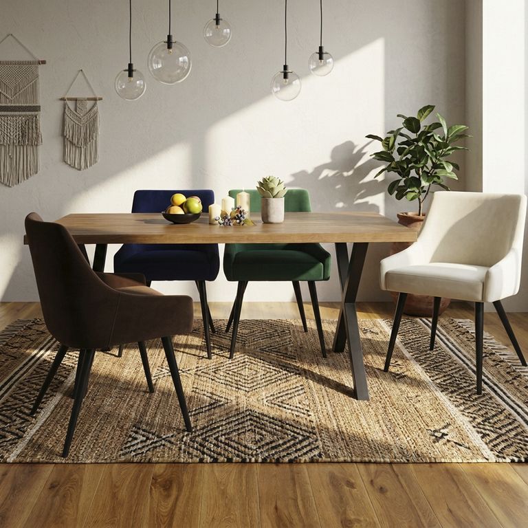 Juego de Comedor Tablo 4 Sillas Mesa Rectangular 90x75x160 cm Café