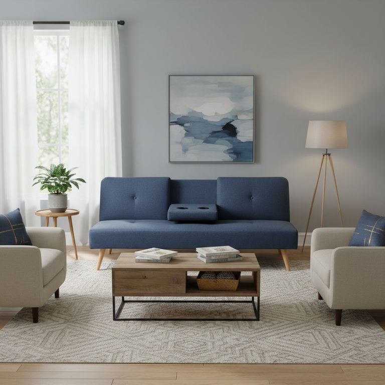 Futón azul 180x86x74 cm