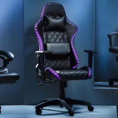 JUST HOME COLLECTION - Silla Escritorio Gamer con Luz Led Negro