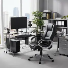 JUST HOME COLLECTION - Escritorio Vidrio L Esquinero Negro 145x170.5x88 cm