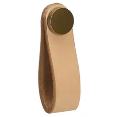 FIXSER - Pomo piel beige botón oro gl24